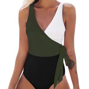 CUPSHE Surplice Colorblock One Piece Swimsuit - Size Small